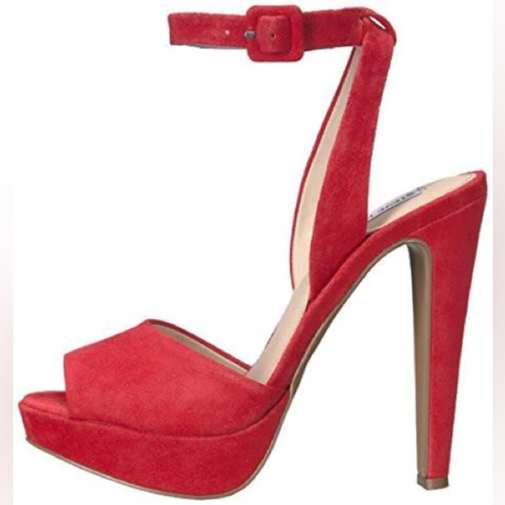 Steve Madden Red Amber Suede Platform Heels